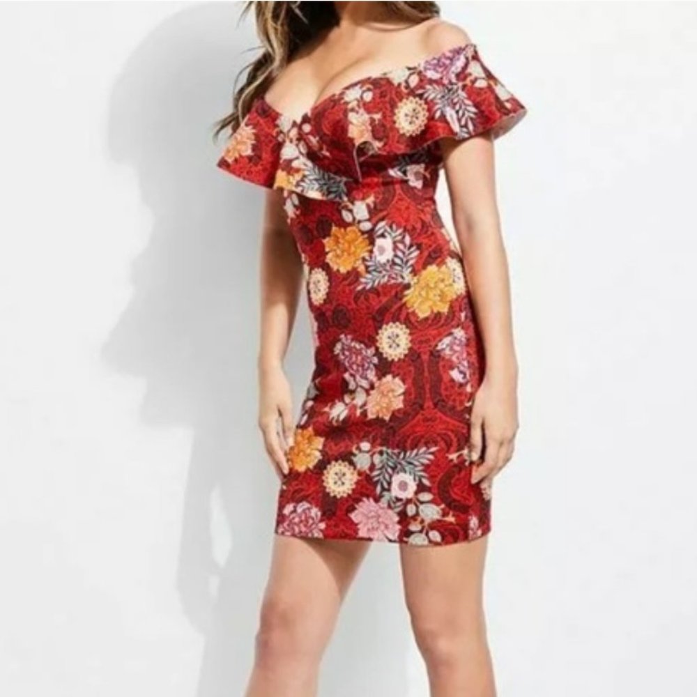 Guess Floral Off The Shoulder Dress
